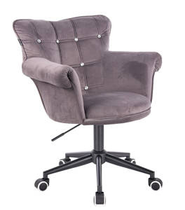 HR804CK Scaun Catifea Grafit cu Bază Neagră