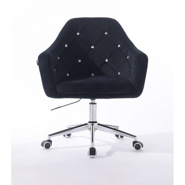 Fotel HR8516CK czarny welur kólka