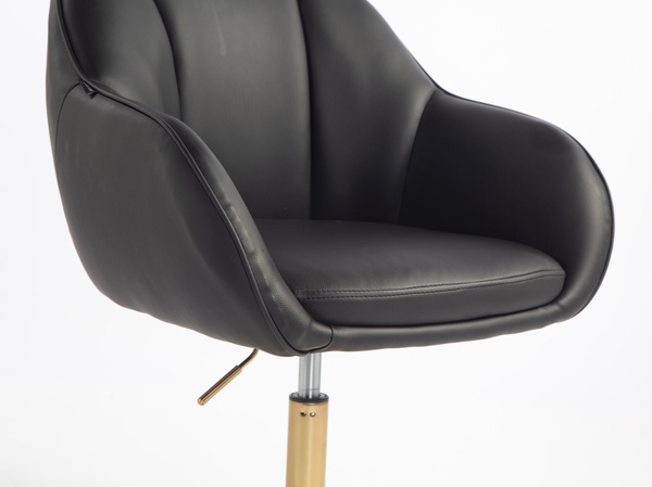 HR2055N Scaun Neagră din Piele Ecologica cu Bază Aurie