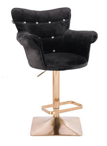 HR804KW scaun Catifea Neagră cu Bază Aurie