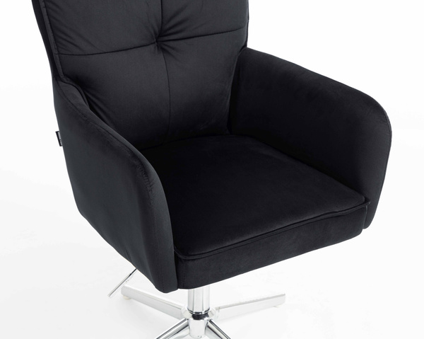 HR250CROSS Scaun Catifea Neagră Bază Cromata