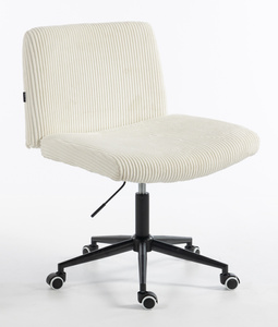 HR150K Scaun Alb din Catifea Reiată cu Bază Neagră