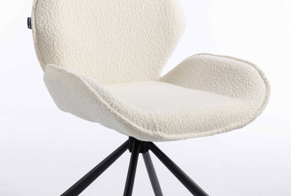HR350 BAZĂ STEA Scaun Crem din Boucle Bază Neagră
