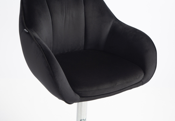 HR2055W Scaun Neagră din Catifea cu Bază Cromata