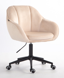 HR2055K Scaun Crem din Catifea cu Bază Neagră