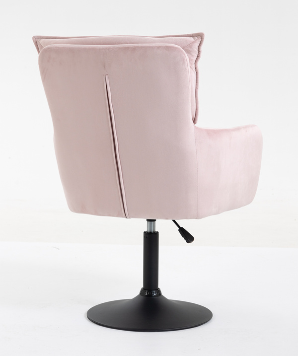 HR250N Scaun Catifea Roz Pudra Bază Neagră