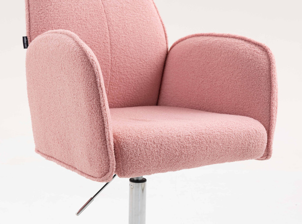 HR280K Scaun Roz Pudra Boucle cu Bază Cromata