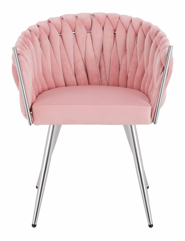 HR750 Scaun cu picioare Cromata Roz Pudra din Catifea