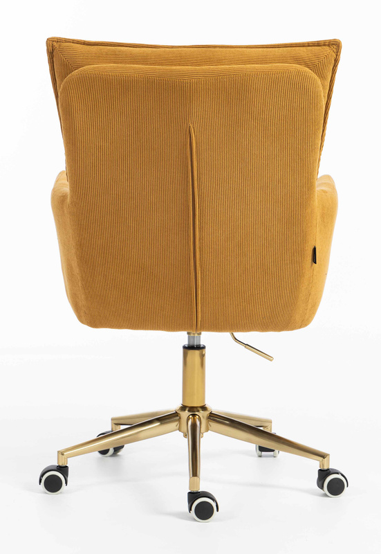 HR250K Scaun Catifea Reiată Premium Ruloare Curry Galben Bază Aurie