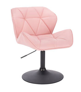 HC111N Scaun Roz Piele Ecologica cu Bază Neagră