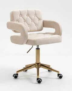 HR8403K Scaun Catifea Crem Bază Aurie