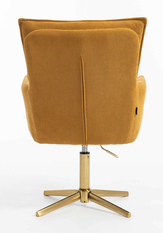 HR250CROSS Scaun Catifea Reiată Premium Ruloare Curry Galben Bază Aurie