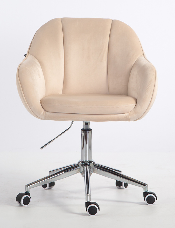 HR2055K Scaun Crem din Catifea cu Bază Cromata