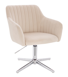 HR190CROSS Scaun Crem din Catifea cu Bază Cromata