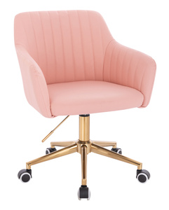 HC190K Scaun Roz din Piele Ecologica cu Bază Aurie