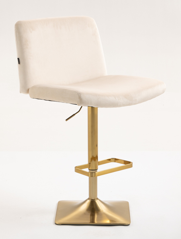 HR150KW Scaun Crem din Catifea cu Bază Aurie