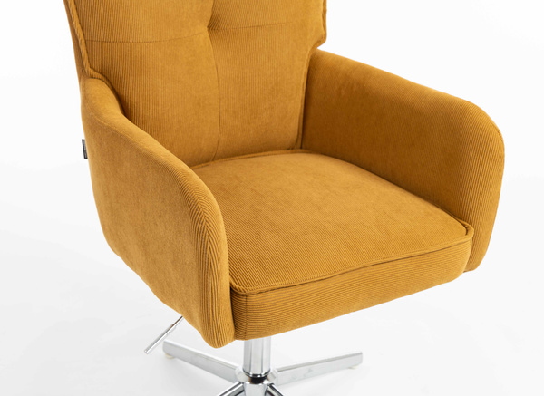 HR250CROSS Scaun Catifea Reiată Premium Ruloare Curry Galben Bază Cromata