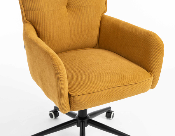 HR250K Scaun Catifea Reiată Premium Ruloare Curry Galben Bază Neagră