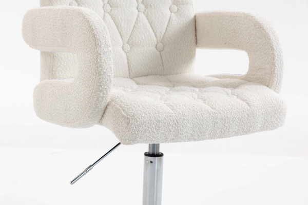 HR8404CROSS Scaun Crem Boucle cu Bază Cromata