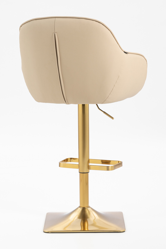 HR2055KW Scaun Crem din Piele Ecologica cu Bază Aurie