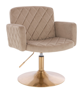 HR802N Scaun Latte din Catifea cu Bază Aurie