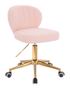HR193K Scaun Roz Pudra Boucle cu Bază Aurie