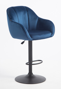 HR2055W Scaun Bleumarin din Catifea cu Bază Neagră