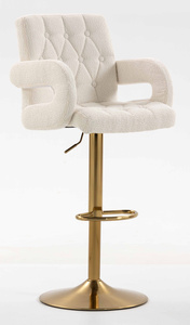 HR8404W Scaun Crem Boucle cu Bază Aurie