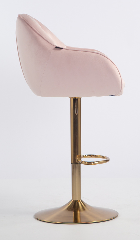 HR2055W Scaun Roz Pudra din Catifea cu Bază Aurie