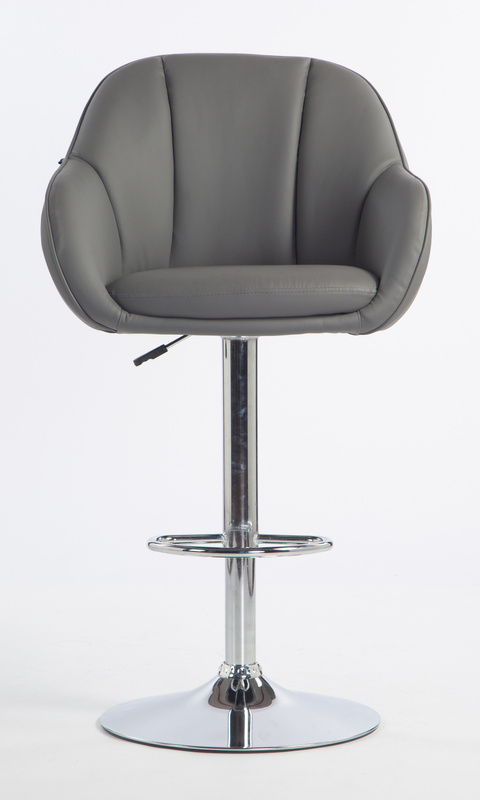 HR2055W Scaun Gri din Piele Ecologica cu Bază Cromata