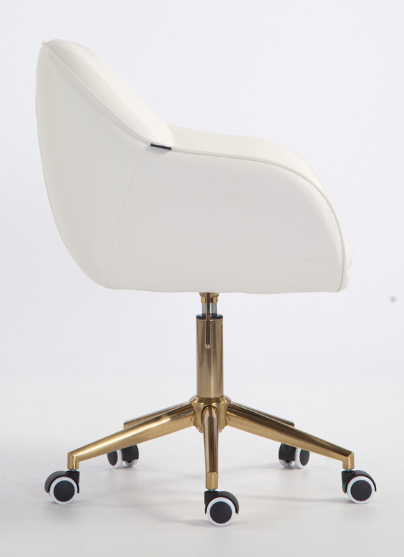 HR2055K Scaun Alb din Piele Ecologica cu Bază Aurie