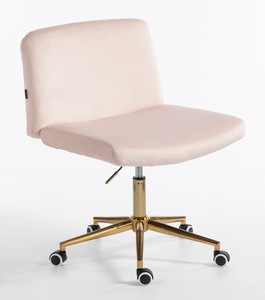 HR150K Scaun Roz Pudra din Catifea cu Bază Aurie