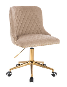 HR940K Scaun Latte din Catifea cu Bază Aurie