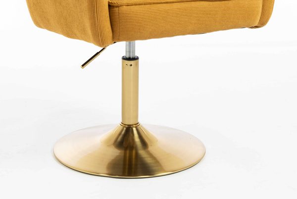 HR250N Scaun Catifea Reiată Premium Ruloare Curry Galben Bază Aurie