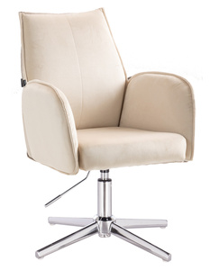 HR280CROSS Scaun Crem din Catifea cu Bază Cromata