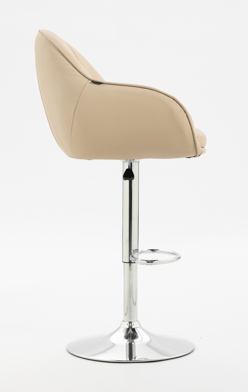 HR2055W Scaun Crem din Piele Ecologica cu Bază Cromata