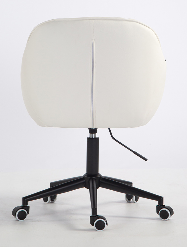 HR2055K Scaun Alb din Piele Ecologica cu Bază Neagră