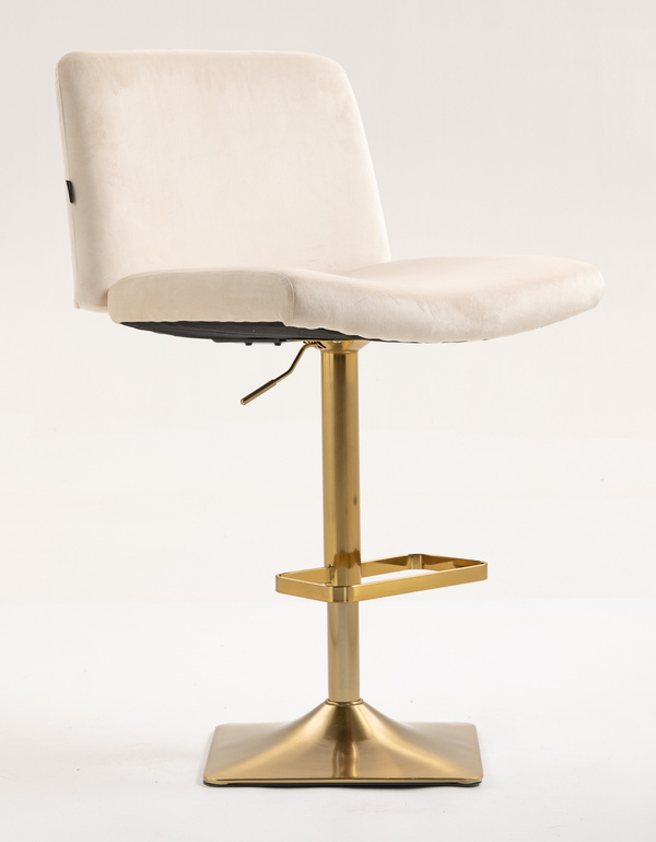 HR150KW Scaun Crem din Catifea cu Bază Aurie