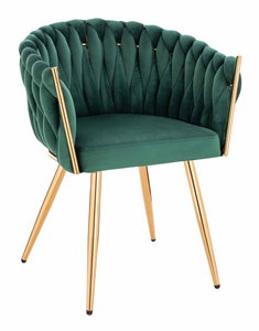 HR750 Scaun cu picioare Aurie Verde din Catifea