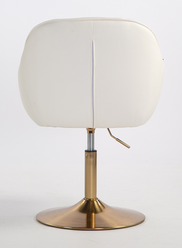 HR2055N Scaun Alb din Piele Ecologica cu Bază Aurie