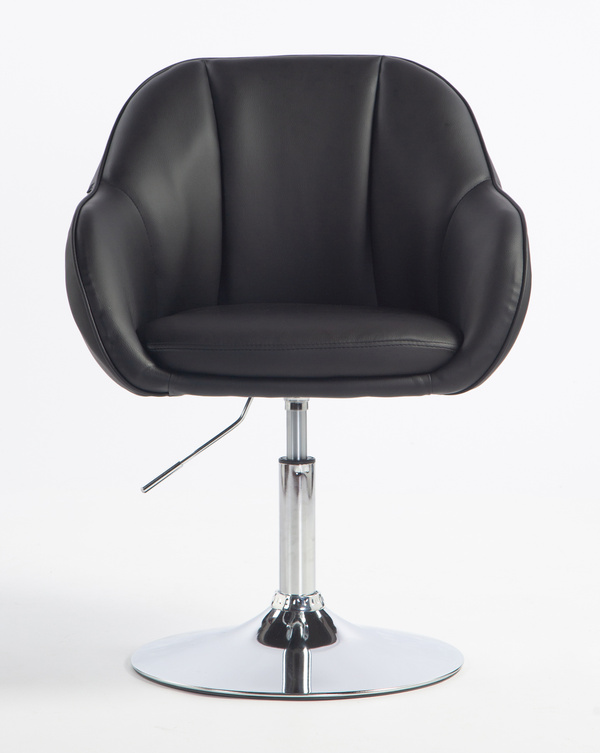 HR2055N Scaun Neagră din Piele Ecologica cu Bază Cromata