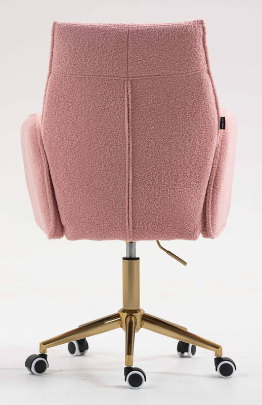 HR280K Scaun Roz Pudra Boucle cu Bază Aurie