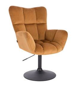 HR650N Scaun Galben Catifea cu Bază Neagră