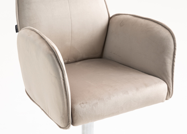 HR280W Scaun Latte din Catifea cu Bază Cromata