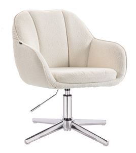 HR2055CROSS Scaun Crem din Boucle cu Bază Cromata