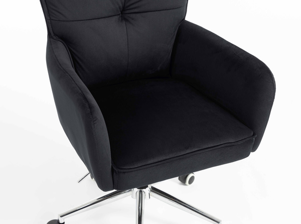 HR250K Scaun Catifea Neagră Bază Cromata