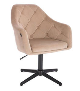 HR831CROSS Scaun Catifea Latte cu Bază Neagră