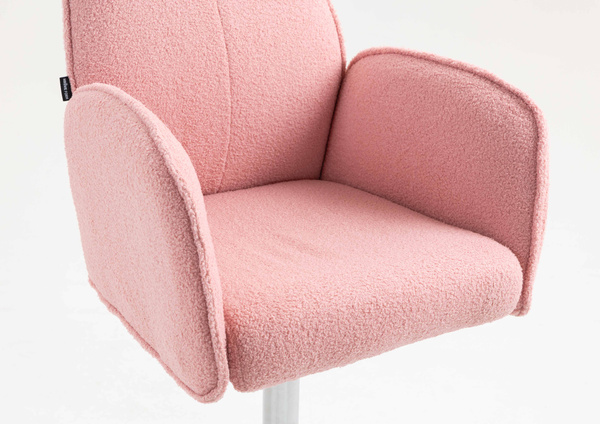 HR280W Scaun Roz Pudra Boucle cu Bază Cromata