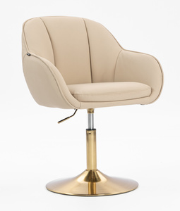 HR2055N Scaun Crem din Piele Ecologica cu Bază Aurie