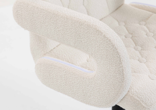 HR8404CROSS Scaun Crem Boucle cu Bază Neagră